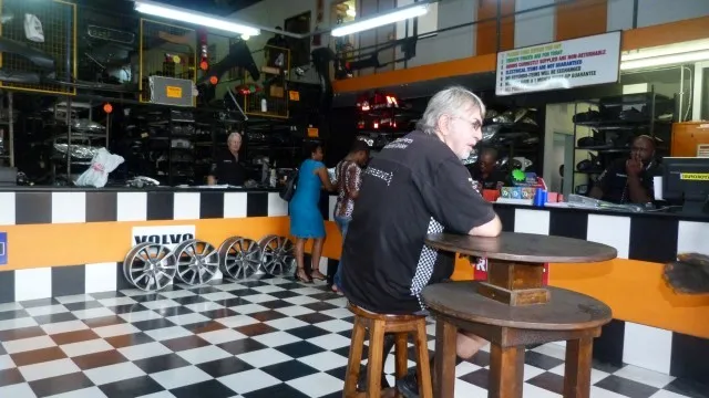 Inside the Sparesboyz showroom in Briardene with parts on display